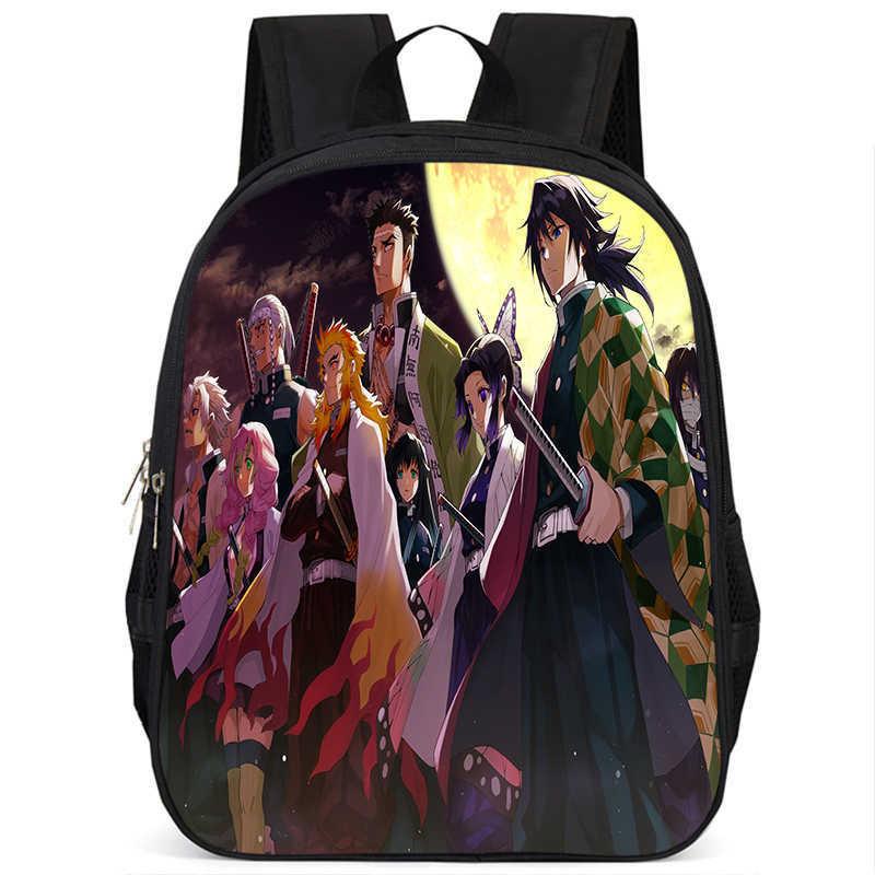 Trendy Demon Slayer Book Bag With Durable Oxford Fabric And Large Storage