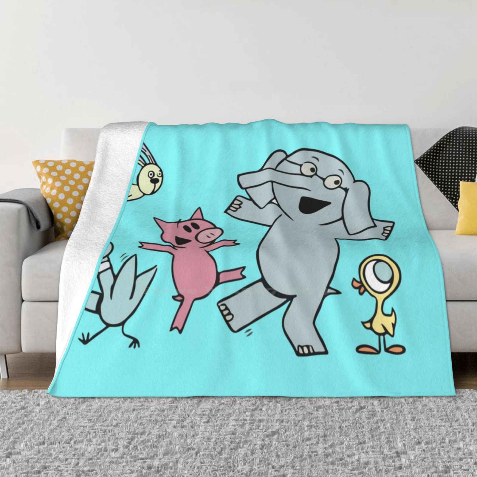 Elephant And Piggie Dancing With Friends Fashion Soft Warm Flannel Blanket Elephant And Piggie Dancing In The School For Kids 30x40in