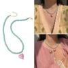 Sweet Pink Heart Pendant Necklace Acrylic Beads Color Contrast Neckchain Candy Color Love Heart Beaded Chain