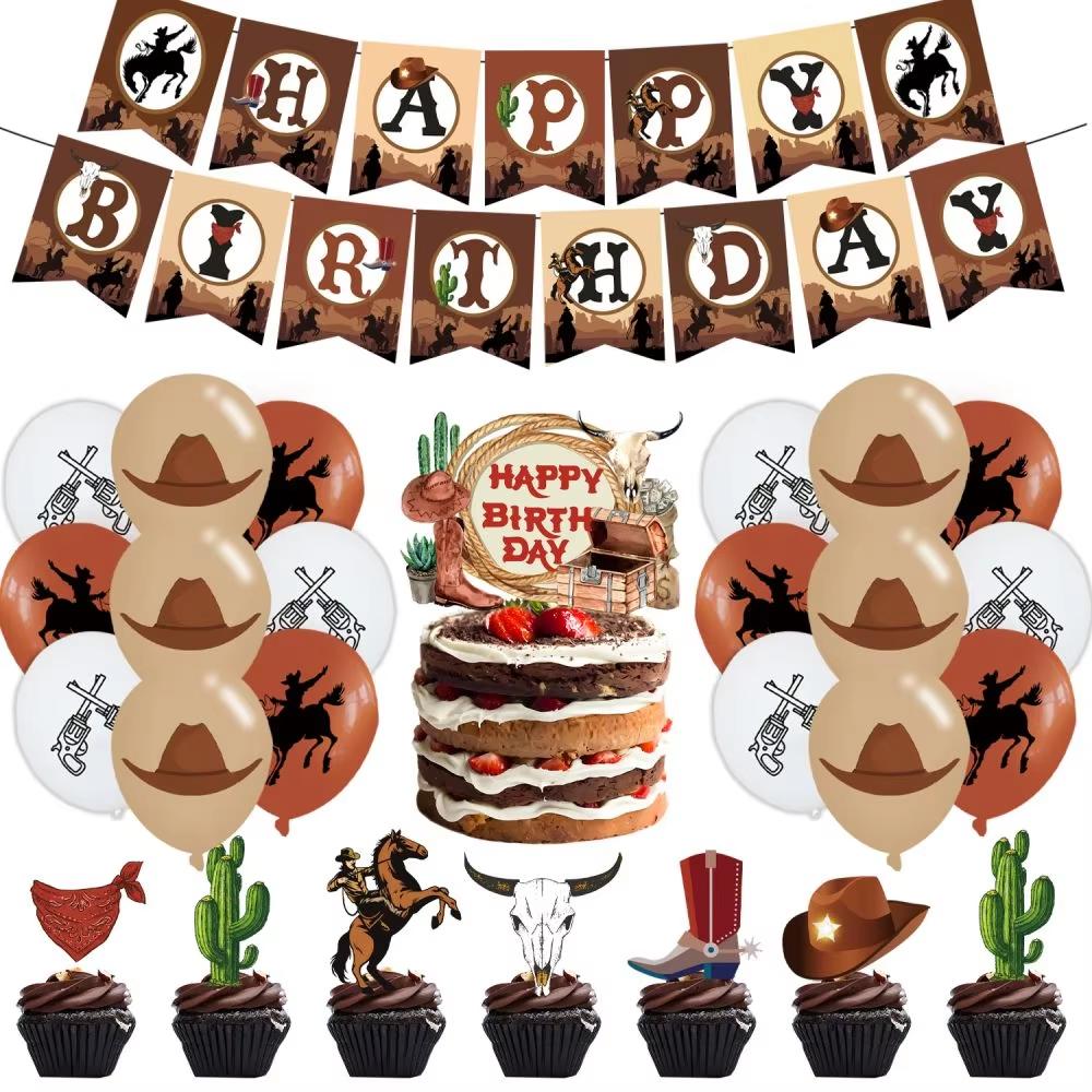 Cowboy Birthday Party Decoration Welcome To Wild West Party Supplies Tableware Balloon Cup Plate For Kids Party Favor Gifts