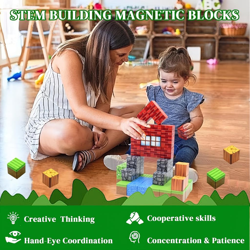Magnetic 100pcs, Creative Building Toys, ABS Building Square, Suitable for Construction And Creation