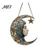 Colorful Glass Suncatcher 2D Acrylic Star Moon Lantern Suncatcher, Crescent Window Hanging Ornament Decoration for Home, Patio, Garden, Ramadan Decor,