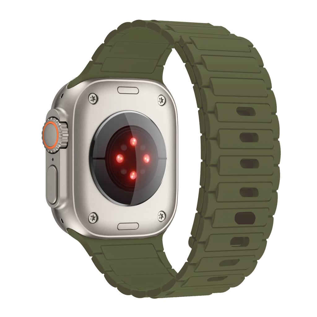 Magnetic Loop For Apple Watch Band 45mm 44mm 40mm 41mm 46mm Silicone Bracelet iWatch Series 10 9 8 7 6 5 se Ultra 2 strap 49mm