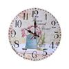 30CM Silent Wall Clock,Vintage Pattern Wooden Cardboard Wall Clock, European Retro Clock for Chic Home Office Cafe Decor