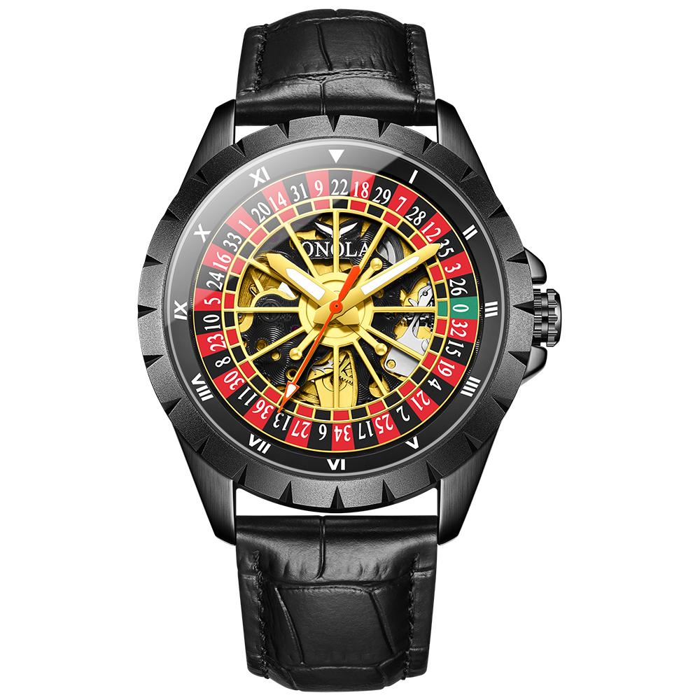 Men Mechanical Watch Creative Rotating Dial Roulette Automatic Wristwatch Luminous Waterproof Watches