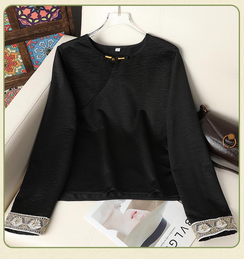 2026 Spring/Autumn Women's Lightweight Chinese Style Long Sleeve Base Layer Top