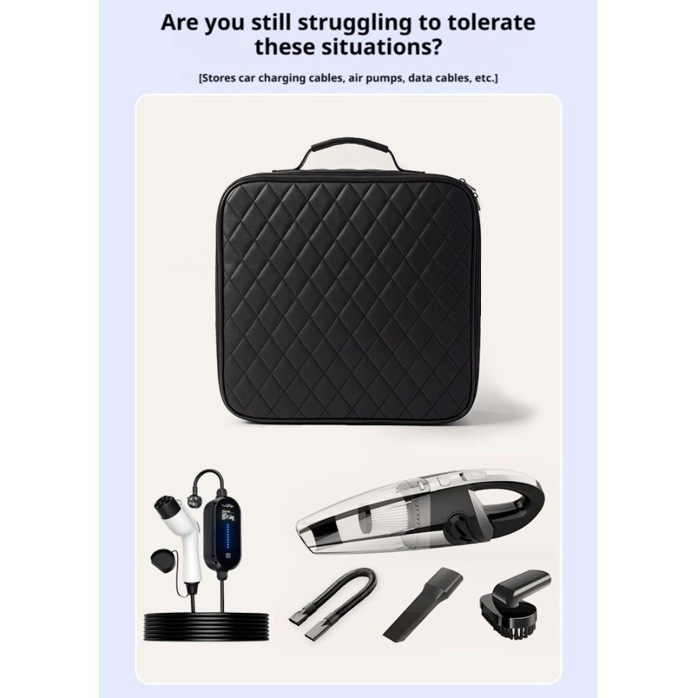 Shockproof Car Charger Plugs Storage Carry Bag Round/Square Car Trunk Organizer Accessories