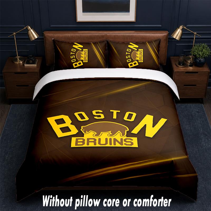 Set Biancheria da Letto Design Boston Bruins 1 Copripiumino + 2 Federe Morbido Traspirante Biancheria da Letto per la Casa