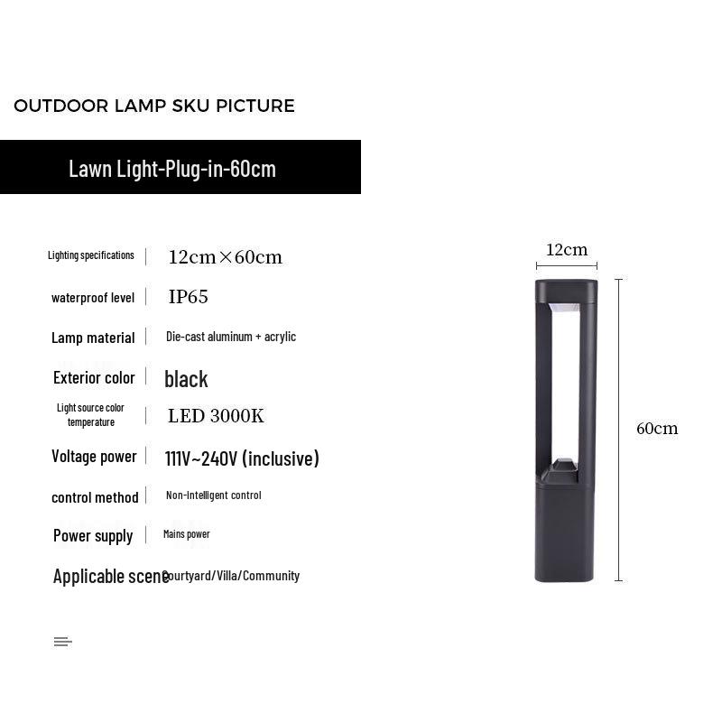 Solar-Powered Aluminum Minimalist Garden Light for Lawn, Villa, and Courtyard Lighting