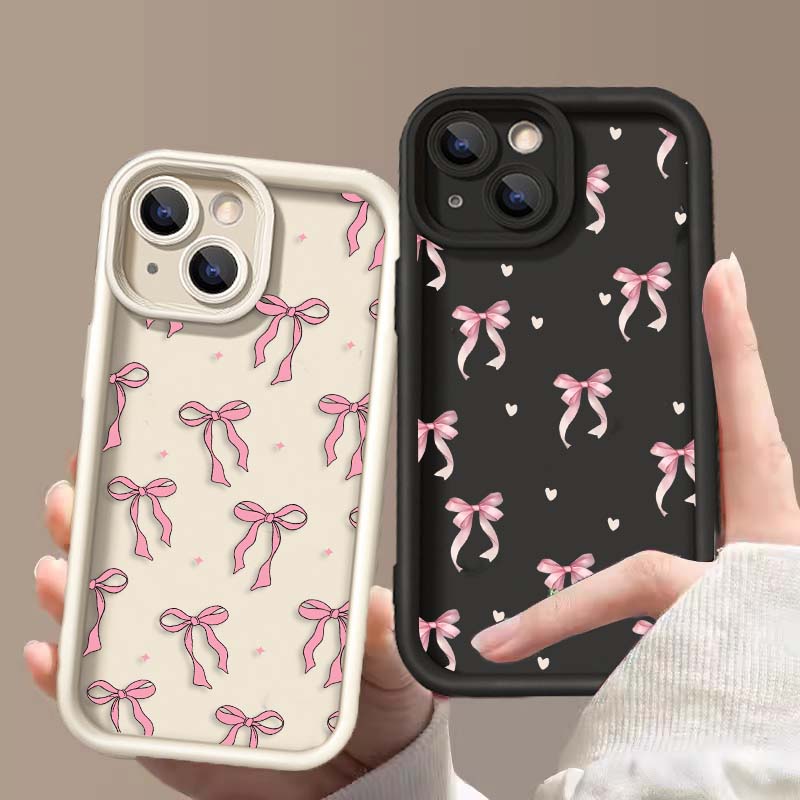 Phone Case For IPhone 16 17 15 14 13 12 11 Pro Max 15 Plus 16e 17 Air 17 Pro 13 Mini Bow Tie Cover Silicone Armor