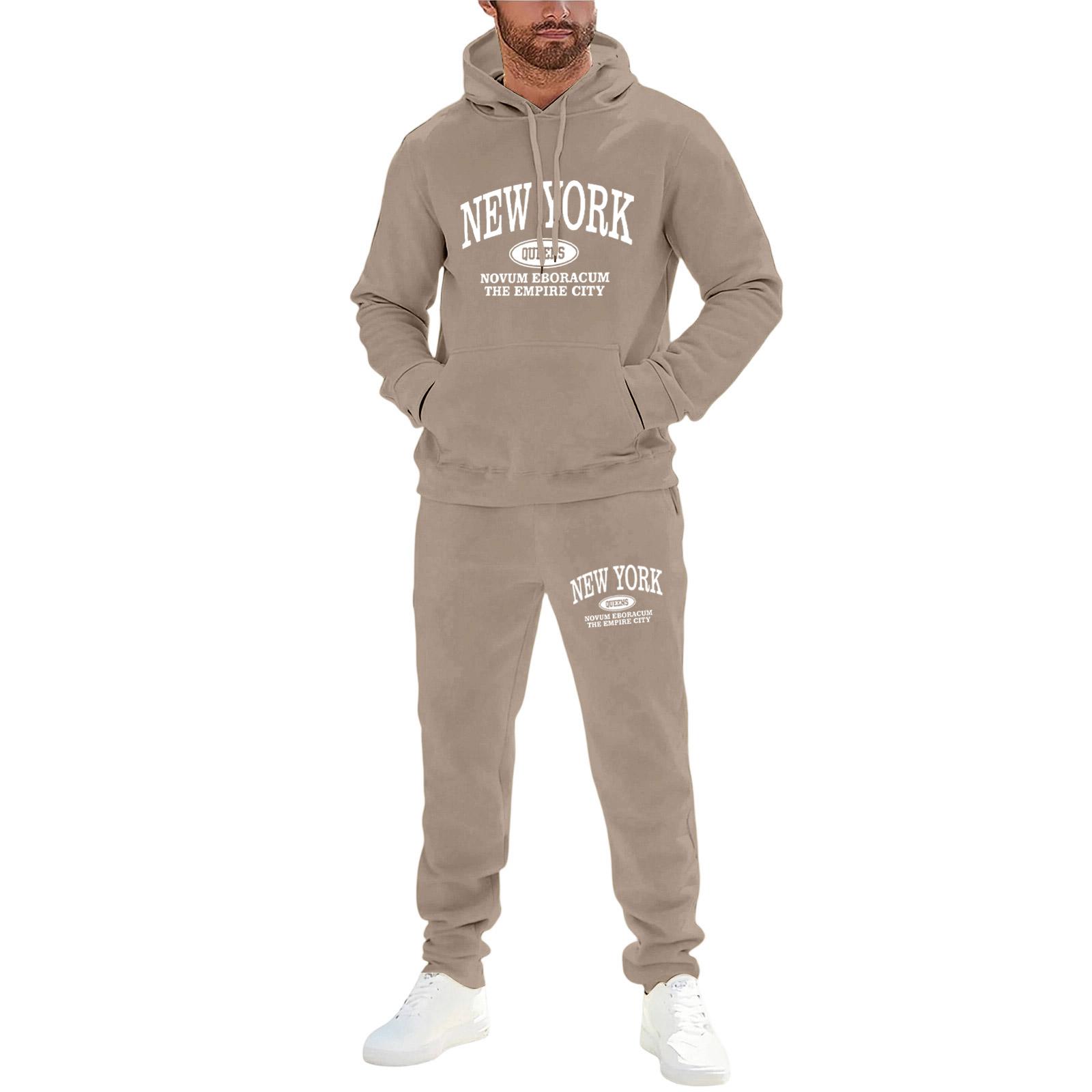 

Мужской Мода Досуг Спорт С капюшоном Суд Толстовка Брюки Комплект L