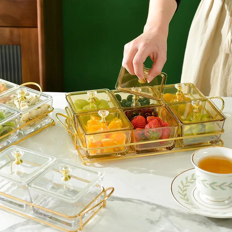 Nordic Fruit Dessert Snacks Bowl Salad Food Nuts Storage Tray With Lid Glasses Dishes Serving Bowl For Party Cake Holder Set