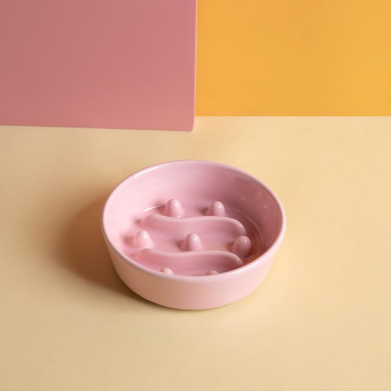 Ceramic slow food bowl Anti-choking slow food bowl Pet bowl Anti-overturning bowl Cat food bowl Cat bowl Dog bowl Pet supplies