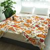 1pc Plush Flannel Blanket: Pumpkin Leaf Print (Autumn Colors), Soft Lightweight - Farmhouse Fall/Halloween/Thanksgiving Decor
