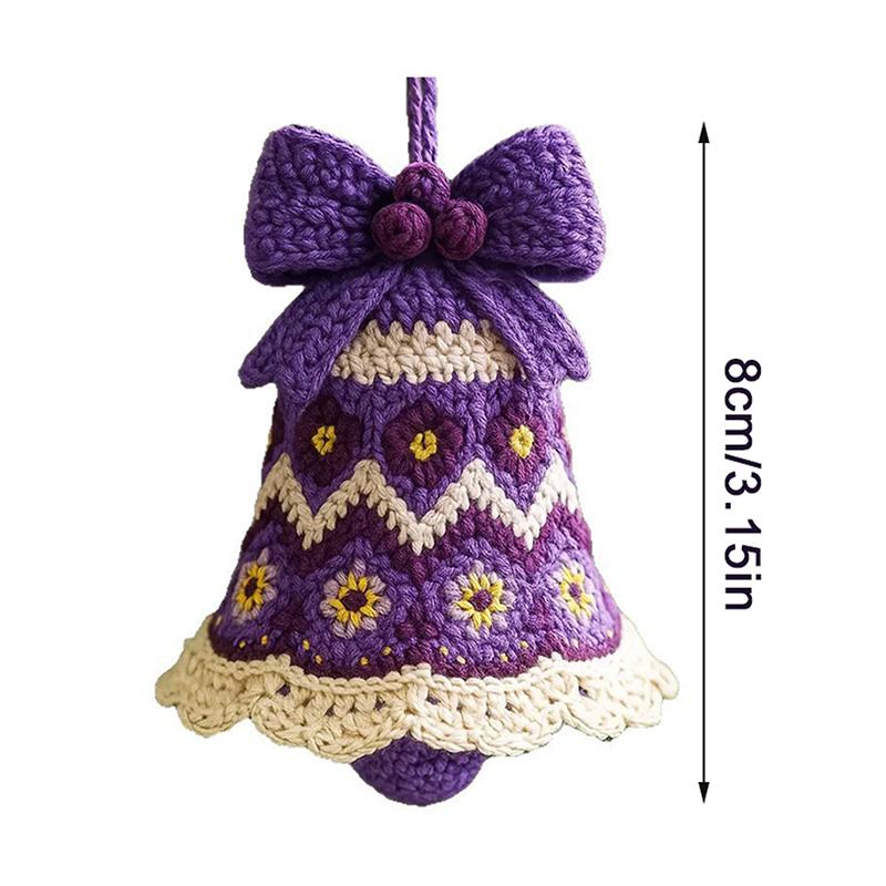 Diy Crochet Christmas Bell Ornament Kit,Perfect Beginner Christmas Kit,Hand-Knitted Christmas Bell Decoration