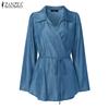 ZANZEA Women Turn Down Collar Loose Casual Long Sleeve Blouse