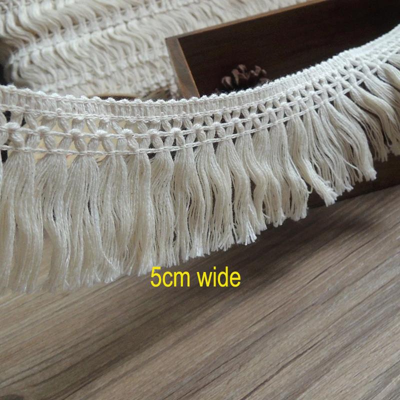 4Meters/lot Top Quality 2kinds 2cm/5cm Width Cotton Tassel Cotton Fringe Lace Trim Lace Sewing Craft Material