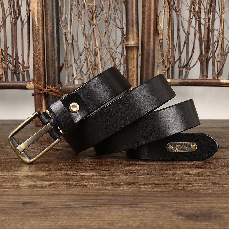 

Высококачественный мужской ремень с латунной пряжкой, мужской ремень из натуральной кожи крупного рогатого скота, модный универсальный индивидуальный повседневный ремень для брюк 130cm