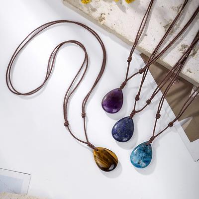 Natural Crystal Pendant, Small Water Droplet Necklace, Hand Woven, Original Stone Jewelry, Vintage versatile,Christmas gift,Valentine's Day Gift