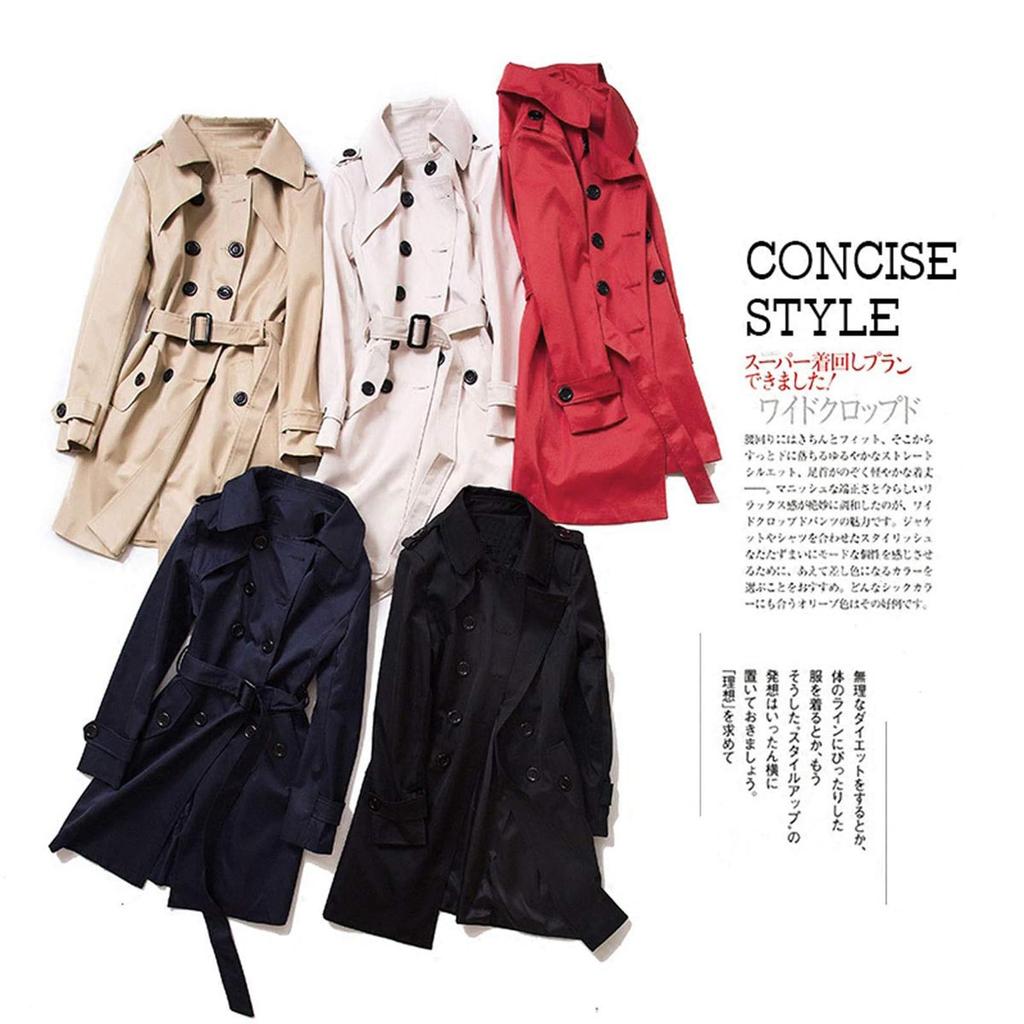 JoveJek Trench Solid Large Perfect for and Fall Women's Coat, Double-Face Double-Breasted, Lightweight, Water-Repellent, Color, Thin, Collar,