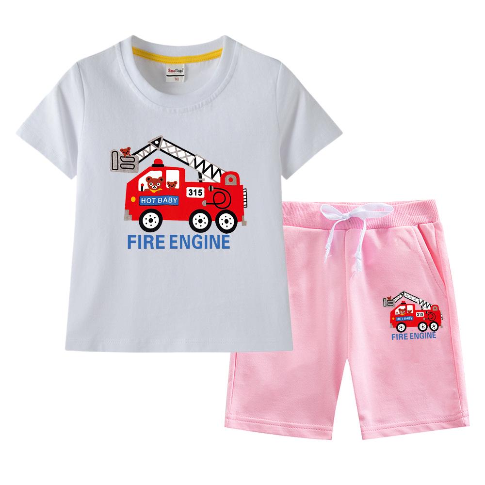 Boys' Summer 2023 Loose Short-Sleeve Shorts Two-Piece Set for Kids