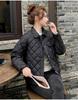 Thin Short Rhomboid Winter Jacket with Turn Down Collar