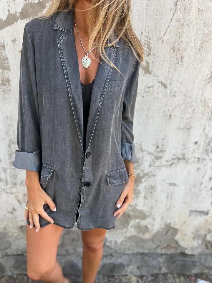 2024 Autumn Casual Loose Lapel Denim Jacket