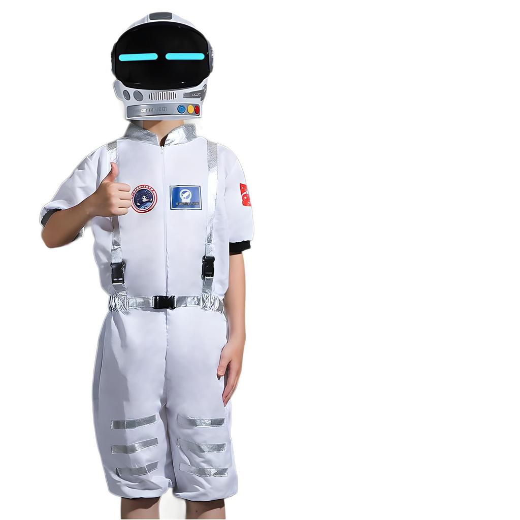 Kids' Short-Sleeve Space Astronaut Costume with Light-Up Helmet