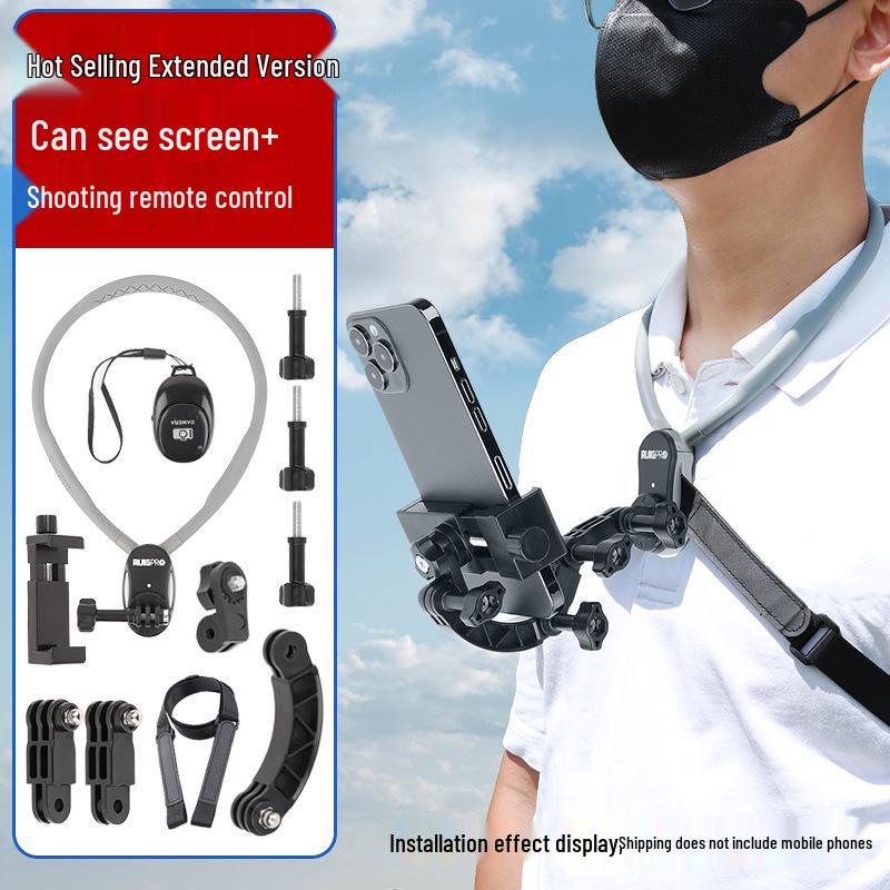 Neck-Mounted Sports Camera and Phone Holder for Cycling