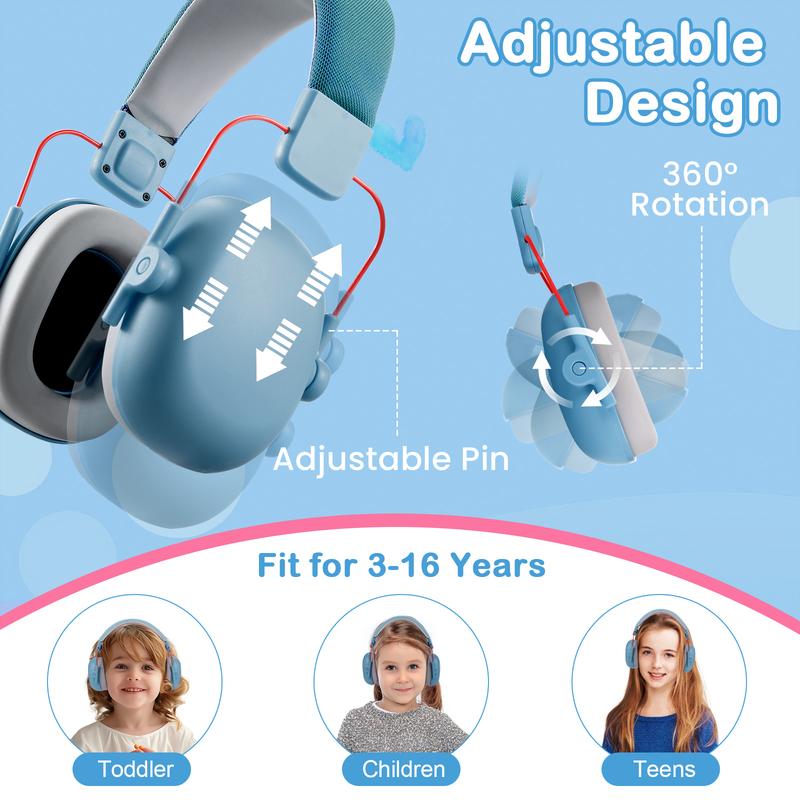 Cuffie Antirumore per Bambini Protezione Auricolare per Bambini Paraorecchie Comode Regolabili Cuffie con Cancellazione del Rumore per Concerti Fuochi d'Artificio