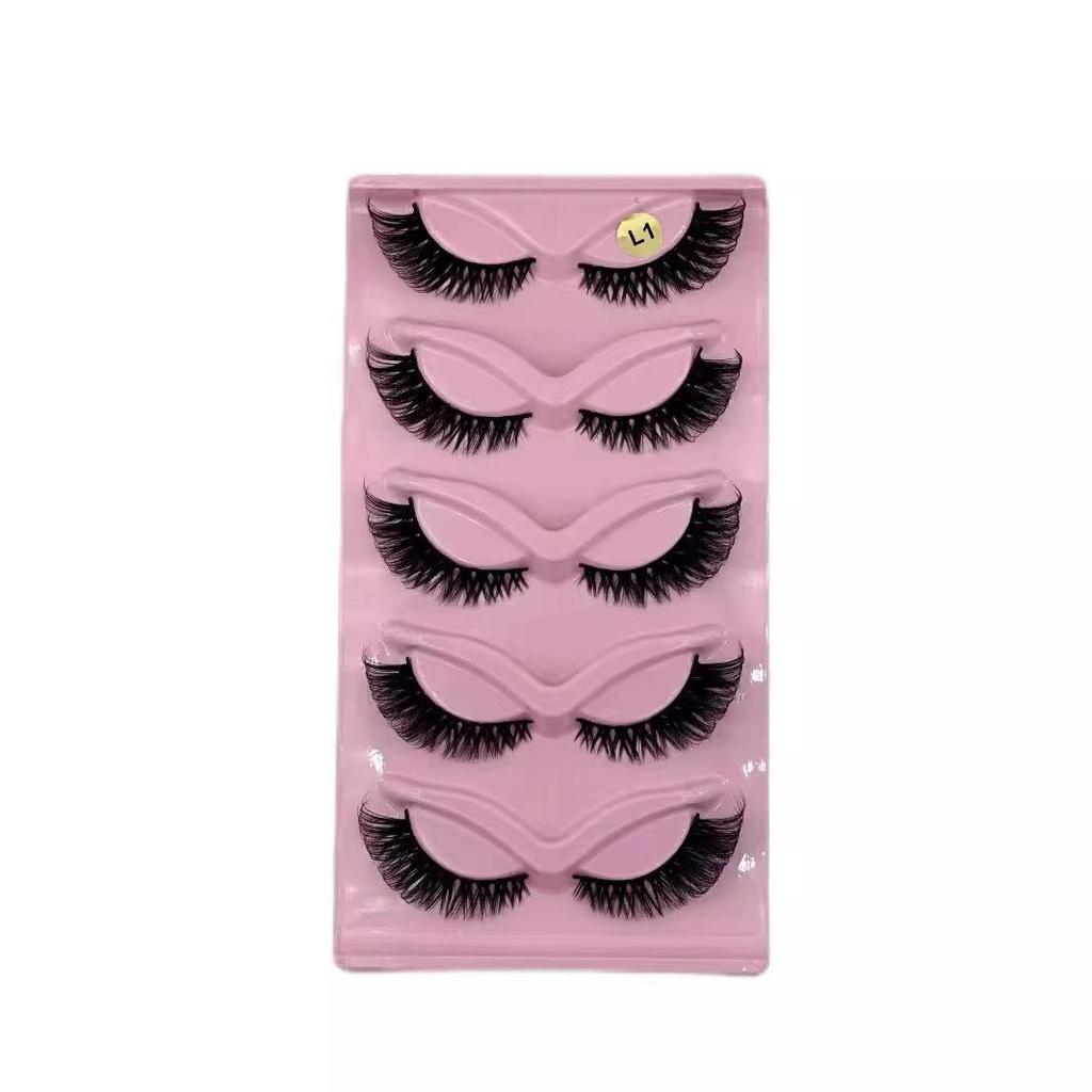 Makeup 5 Pairs Cat Eye Lashes Faux Eyelashes  Eye Elongated False Eyelashes