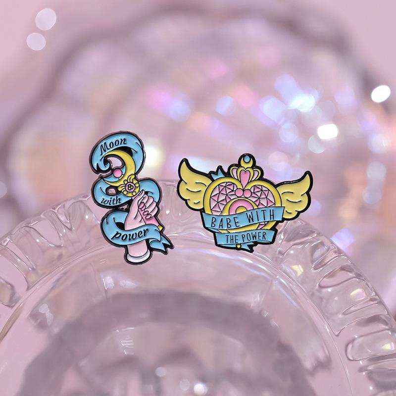 Whimsical Cartoon Pink Brooch Featuring Playful Star Magic Wand And Wing Designs