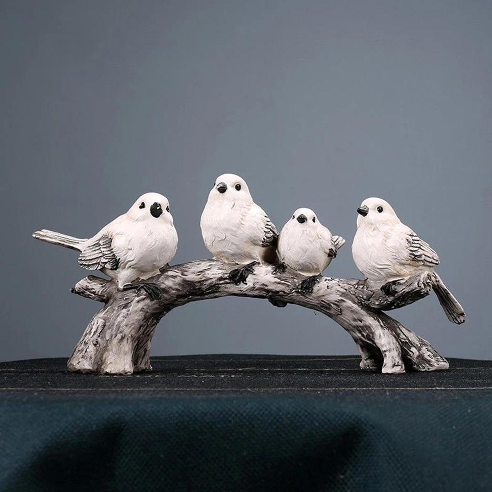 Creative Simulated Bird Figurine Standing on The Branch Home Living Room Desktop Craft Decoration Housewarming Gifts for Friends