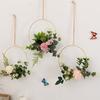 Yousheng Floral Hoop Wreath, Metal Wall Hanging with Flower Decor, Durable Wear-Resistant Floral Hoop Wreath, for Garden Balcony Windowsill