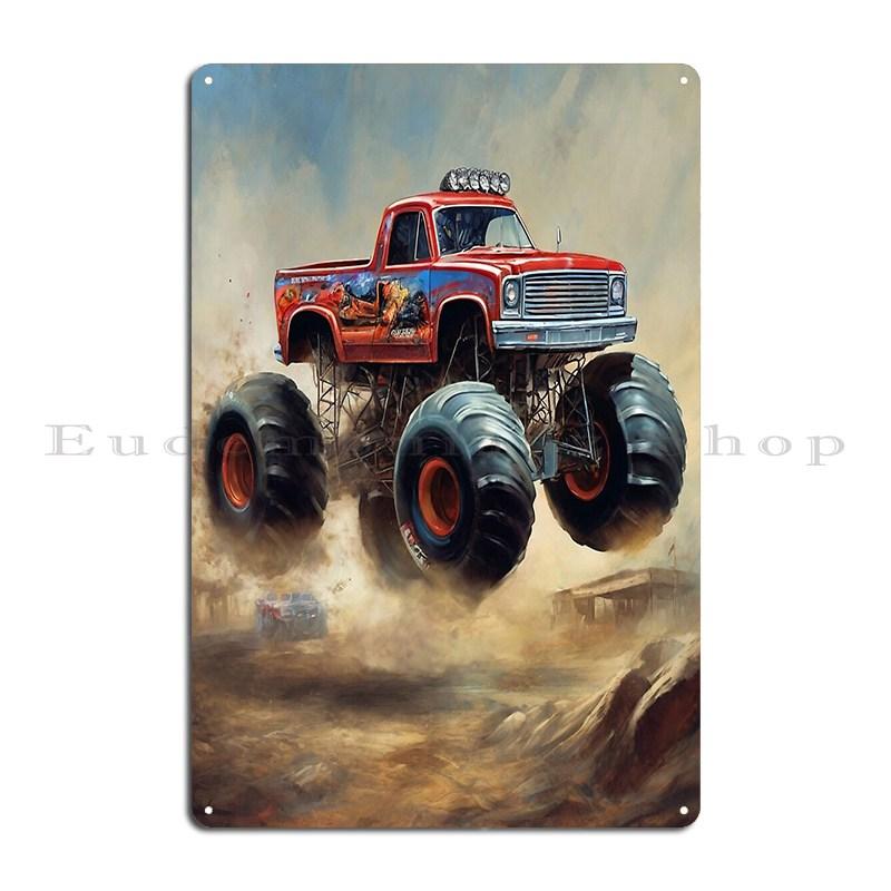 

Flying Monster Truck Metal Sign Wall Decor Custom Bar Cave Home Customize Tin Sign Poster 20x30cm（7.8x11.8inch）