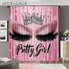 2Pcs Eyelash Curtainsstylish Pink Sparkles Blackout Curtains Adult Eyelash Diamond Aesthetic Curtains Drapes Makeup Eyelash