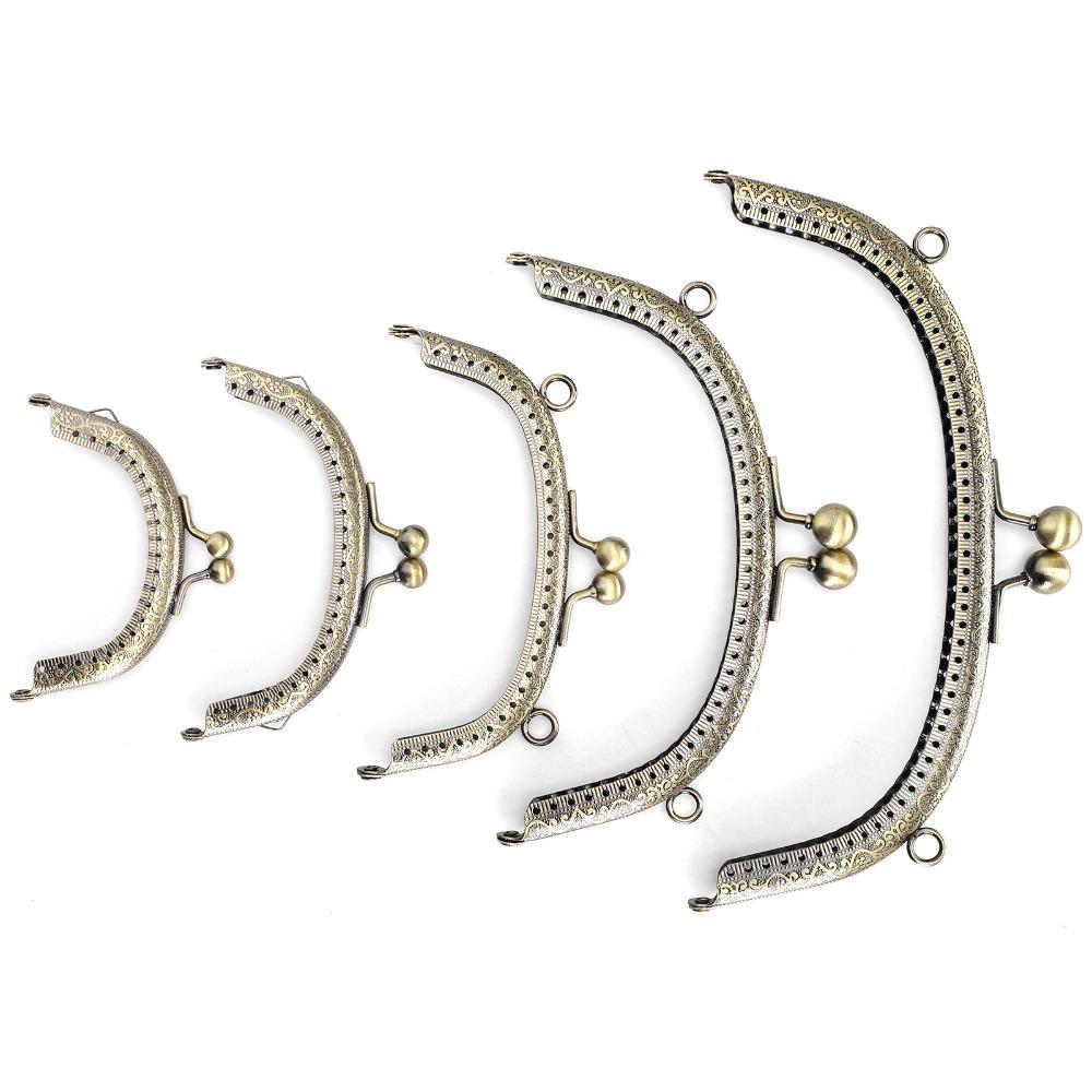 5Pcs Arc Shape Metal Purse Frame Bronze Embossed Clutch Frame  For Wallet Sewing