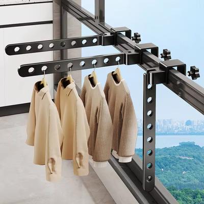 Verstellbarer Fensterrahmen-Trockenständer Wandmontierter Kleiderbügel für Außen-Badezimmer Platzsparend Aluminium Kleiderorganisation