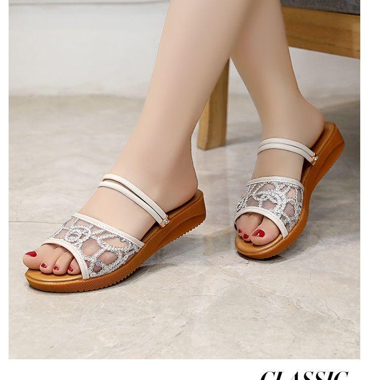 

Fashion Ladies Shoes Wedges Heel Embroidery White Women s Sandals Chic and Elegant Footwear Original Wholesale Summer 2025 Comfortable 35