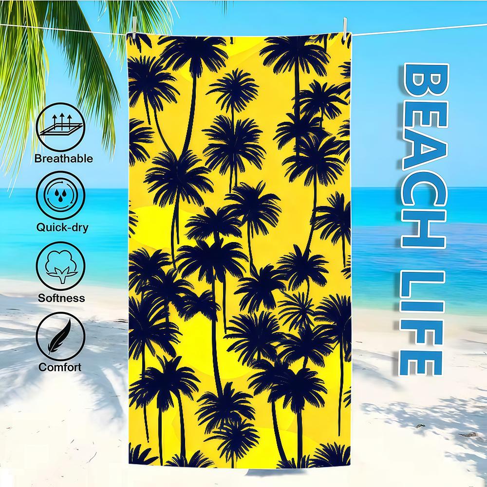 

Towel Textile Bathrobe Beach Illustration Quick-Drying Lightweight Portable Camping Palm Pattern Swim Pool Tree Travel W40*H60(CM)
