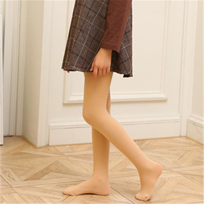 Meia-calça de dança de veludo de pelúcia infantil: Meia-calça branca de alta elasticidade para outono/inverno, apresentação de ano novo.