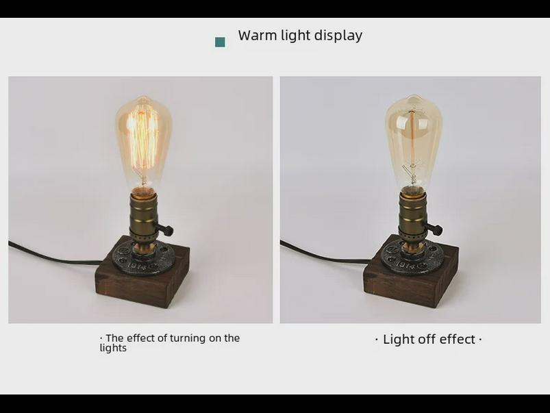 Retro American Industrial Style Table Lamp for Living Room or Bedroom