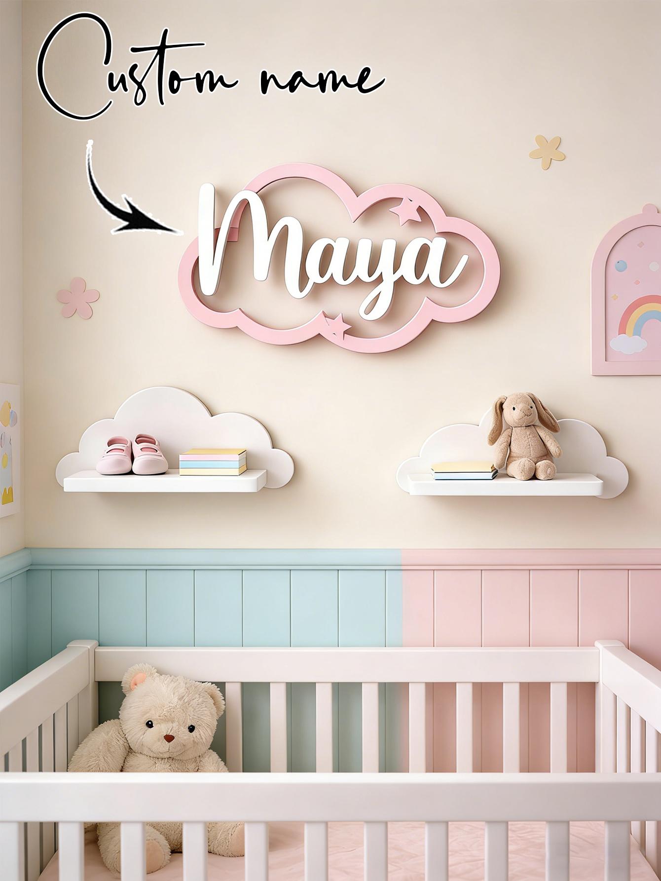 Pielāgota Koka Nosaukuma Zīme Ar Mākoņiem