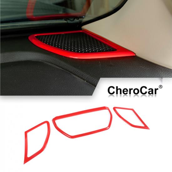 3X Red Central Control Speaker Trim Cover Frame Ring For Dodge Ram 1500 2018+