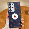 Cute Cherry Pattern TPU Leather Texture Slim Magnetic Case For Samsung S25 Ultra S24 FE S23 S22 S21 Wireless Charge Matte Shockproof Soft Phone Cover