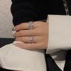 Full Diamond Niche Design High Sense Cross Opening Ring Wide Version Zircon Flash Diamond Light Luxury Personality Index Finger Women'S Fashion