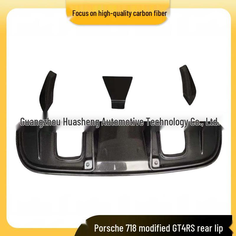 Porsche 718 GT4 Modified Carbon Fiber Rear Diffuser, Dual Exit Rear Lip.