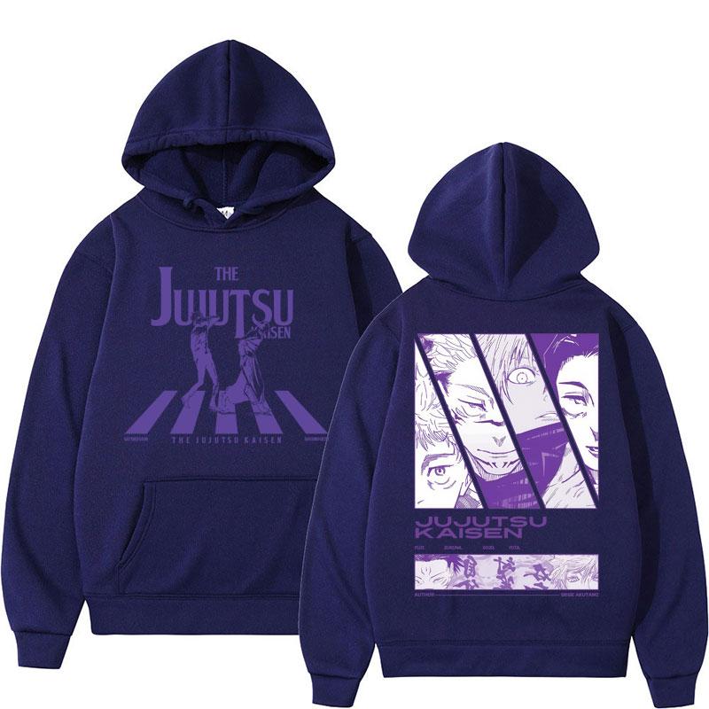 Japanese Anime Jujutsu Kaisen Graphic Hoodies Men Women Vintage Harajuku Tracksuit Oversized Fleece Casual Sweatshirt Streetwear