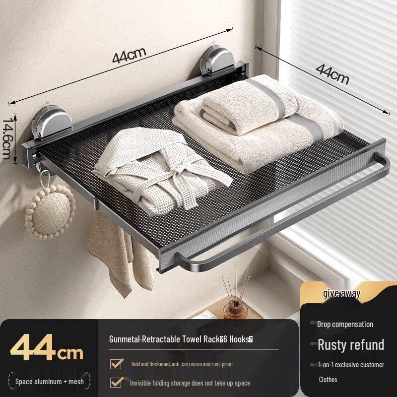 Handun Telescopic Suction Towel Bar with 6 Hooks