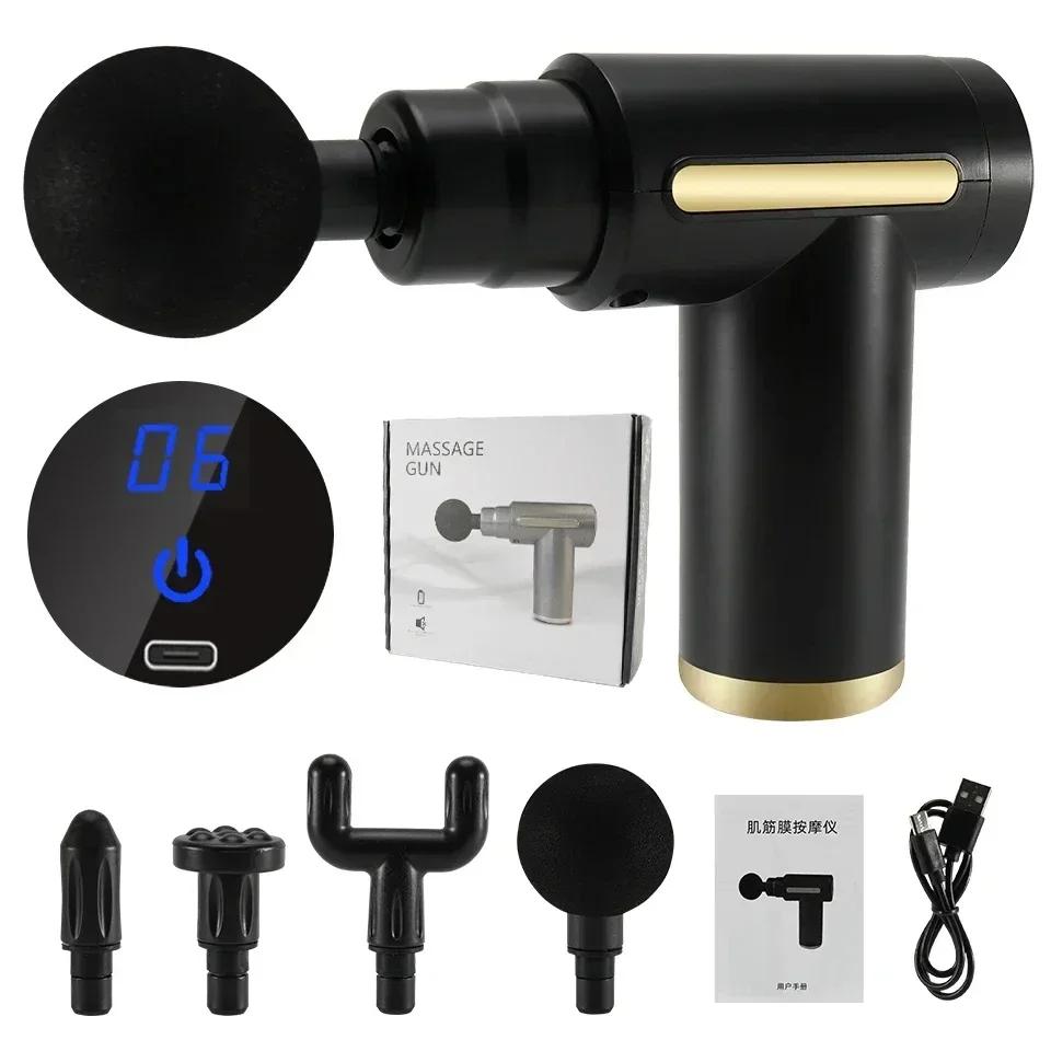 

Мини фасциальный пистолет массажер для расслабления мышц ручной инструмент для декомпрессии мини похудение талии и ног фитнес-оборудование Type C Charge чёрный